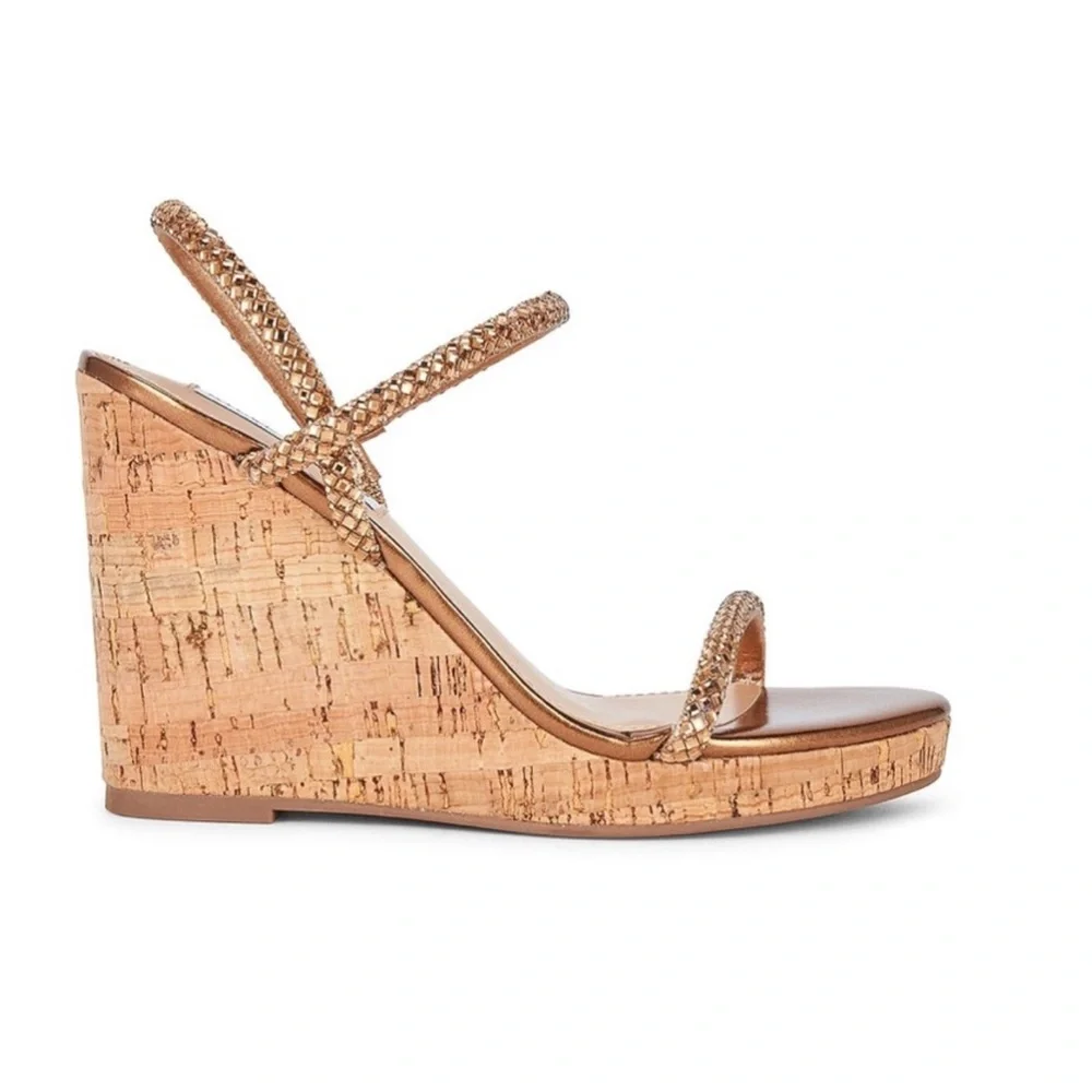 NEW Steve Madden “Udell” Gold Morgan Platform Wedge Sandals NWT - Picture 2 of 9